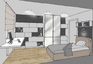 Заказать  через Интернет индивидуальный Блиц-проект интерьеров квартиры или дома в г. Коломыя  . Спальня-кабинет 10,2 м2.
